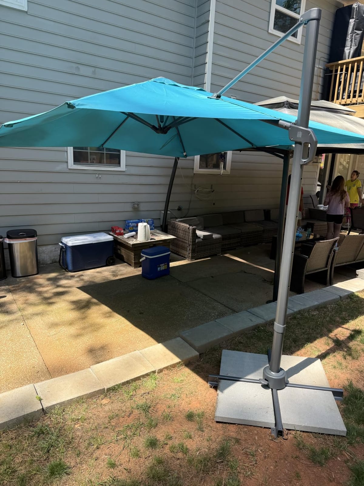 HOTEEL 10x10ft Patio Umbrella Cantilever Umbrella Double Top - 360 Rotation and 5 Angles Adjustment - Aluminum Offset Pool Umbrella Outdoor Umbrellas for Patio Garden Deck Pool customer photo 2