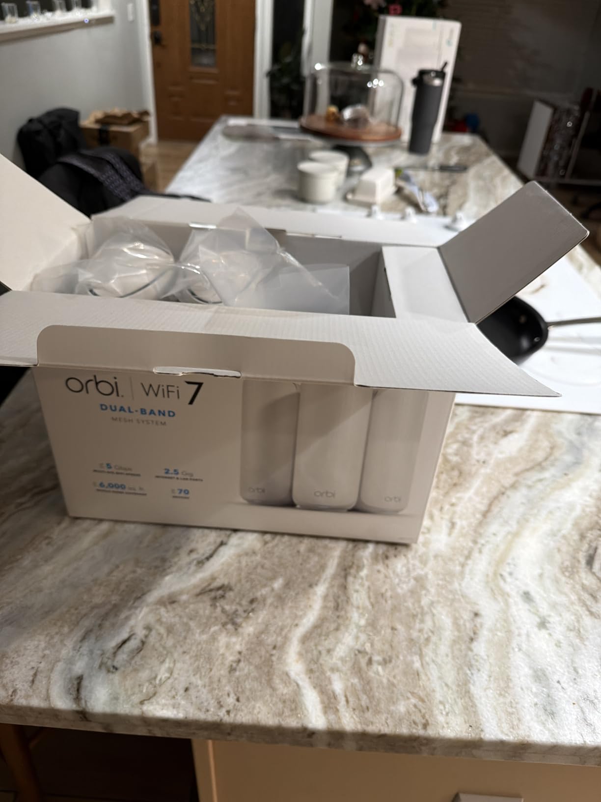 NETGEAR Orbi 370 WiFi 7 Mesh System Dual-Band, Up to 6,000 sq ft, 3 Pack | Mesh Router + 2 Satellite Extenders, Up to 5 Gbps, 70 Devices, Security Features, 2.5 Gig Internet Port (RBE373) customer photo 1