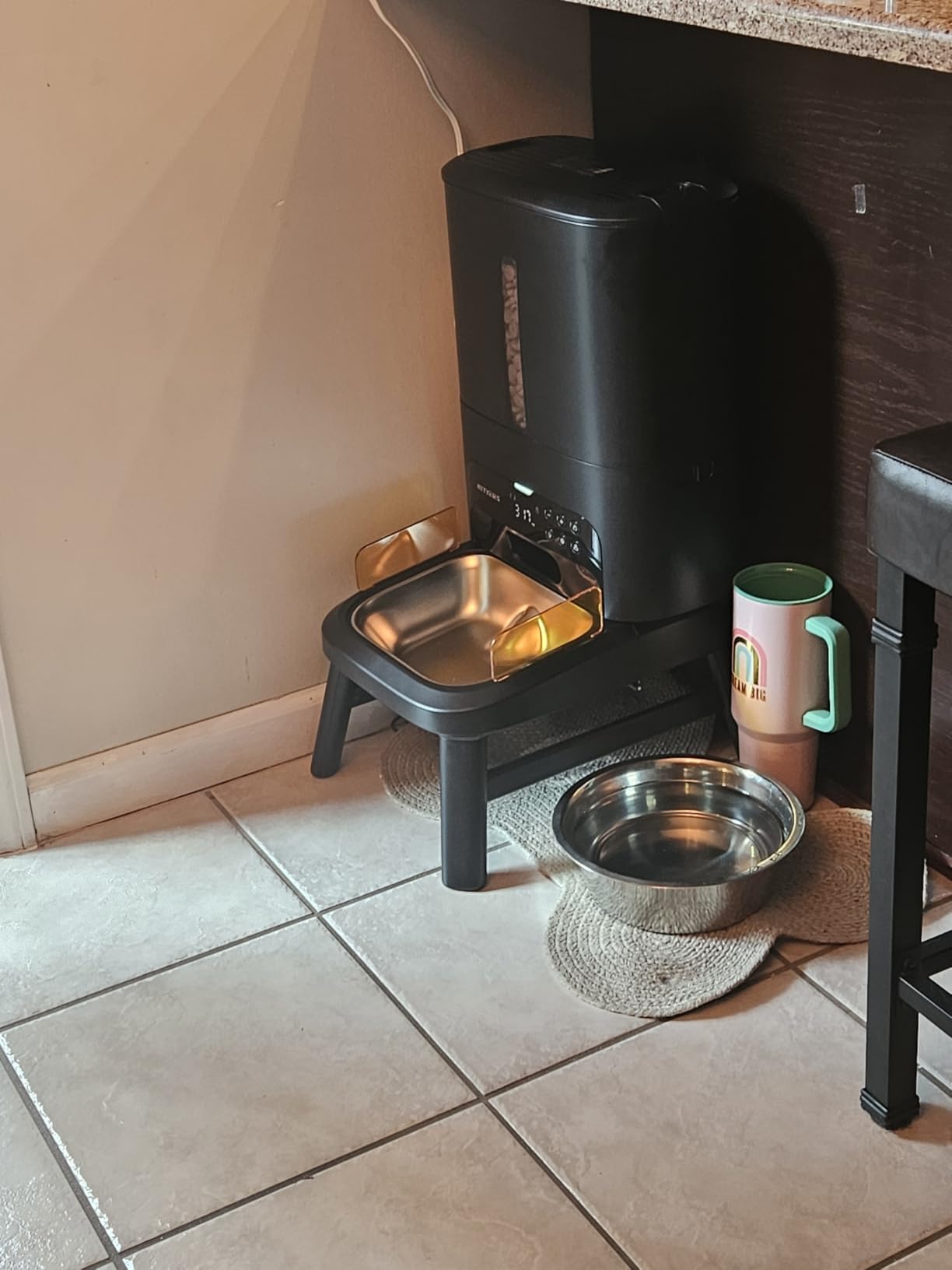 Automatic Dog Feeder for Large Breed - 15L/63 Cups Anti-Clog Dog Food Dispenser for 2-23mm Kibble, Elevated Stand, Large Food Tray, Dual Power, Up to 50 Portions 6 Meals Per Day, Keeps Fresh customer photo 1