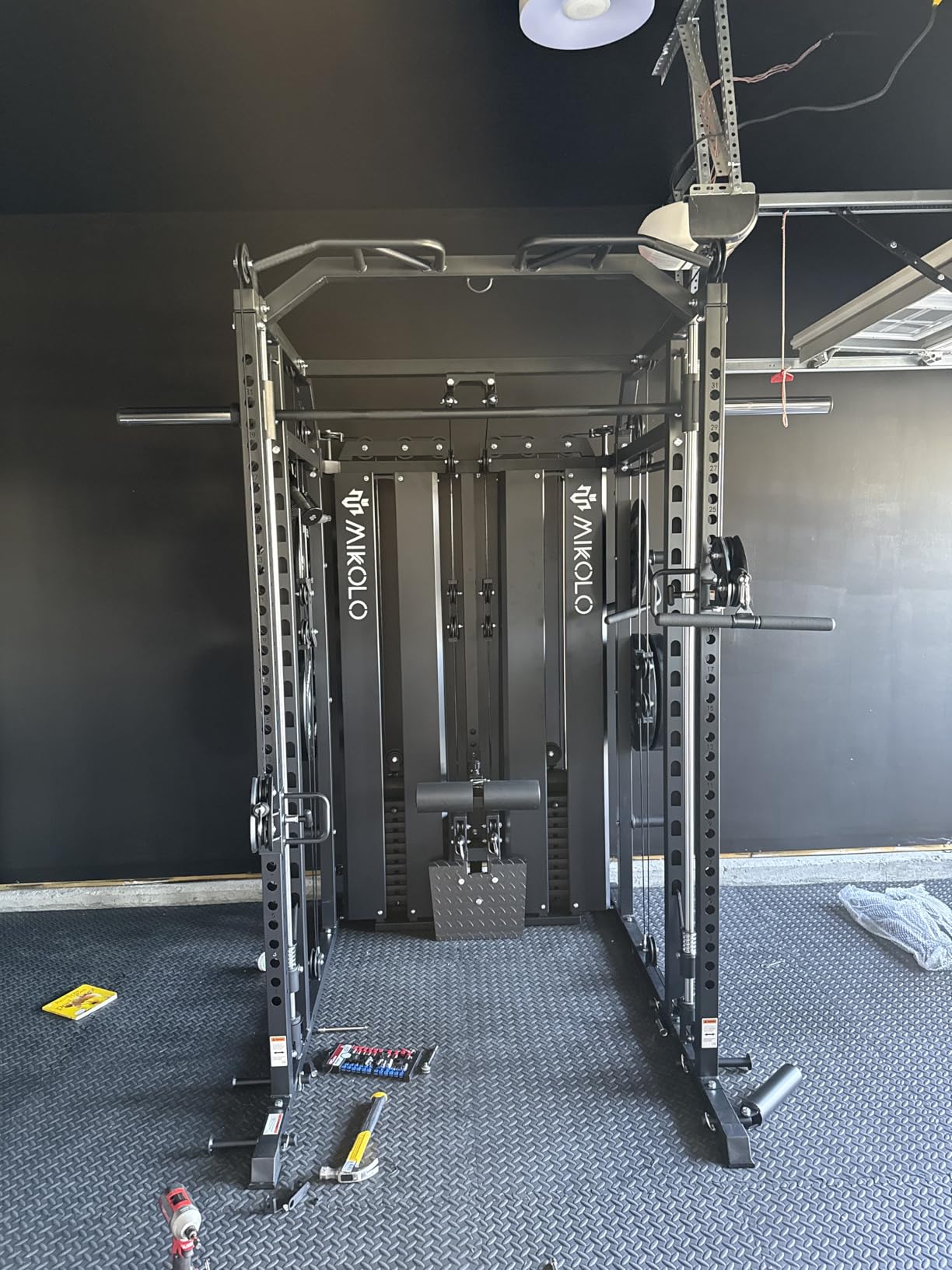 Mikolo Smith Machine with Weight Stack, Power Cage Home Gym System with LAT Pulldown & Cable Crossover, Multi-Functional Trainer with Dual Pulley System, Includes 10+ Free Attachments customer photo 2