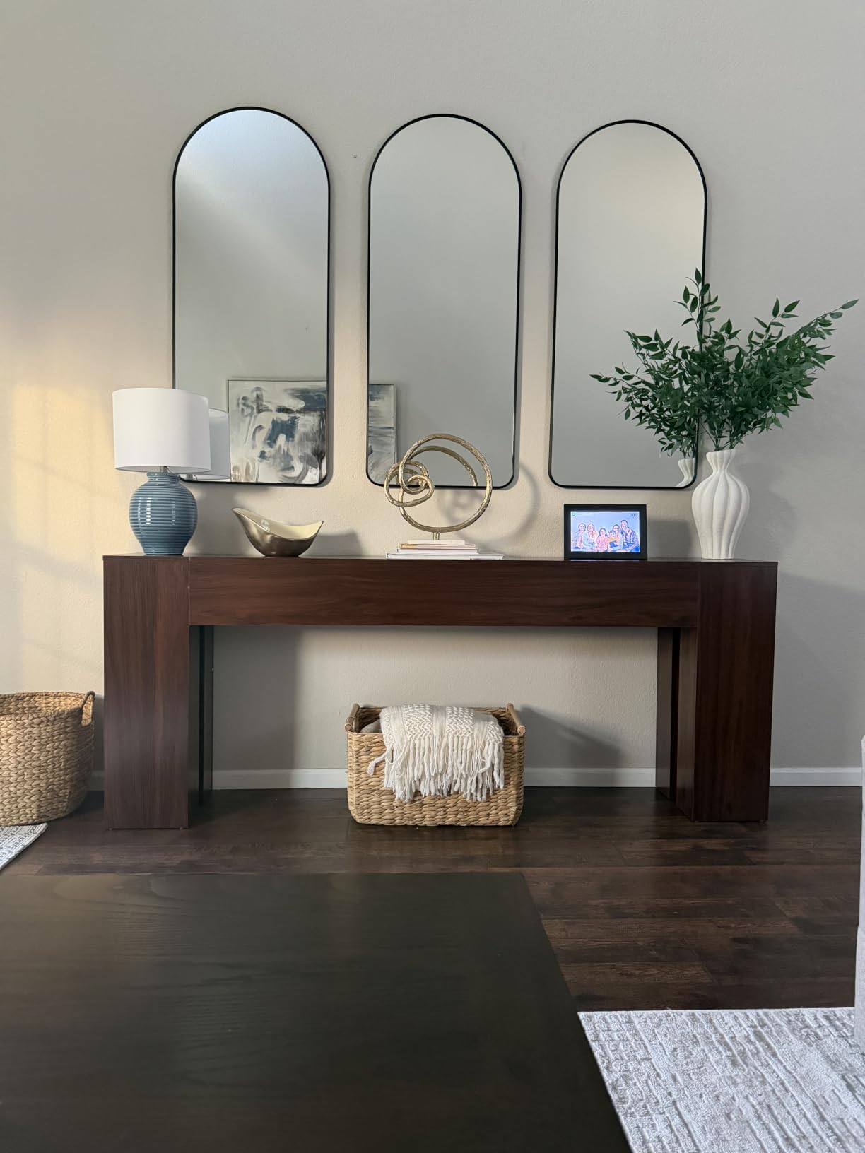 Extra Long Sofa Console Table for Entryway 79-Inch, Natural Oak | Farmhouse Wood Behind Couch Table, Rectangular Accent Console with Wooden Double Base for Living Room, Hallway customer photo 1