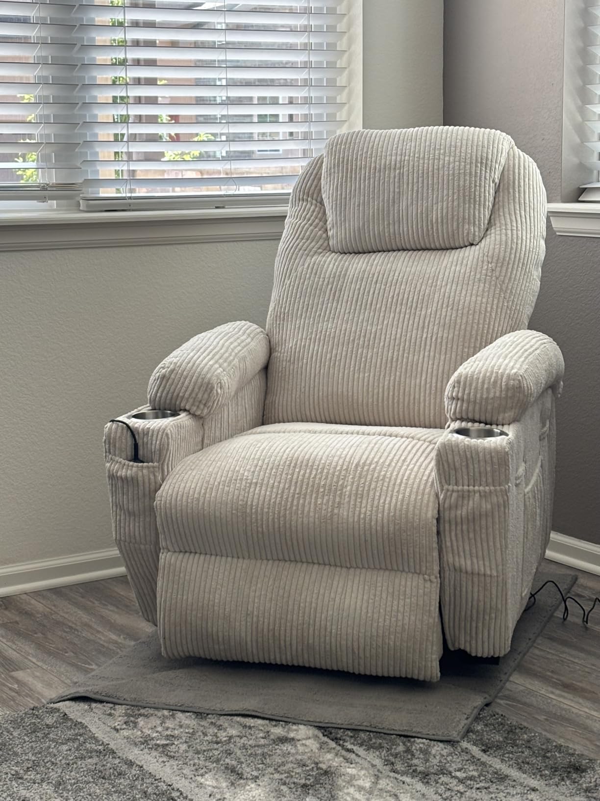Furmax Power Lift Recliner Chair, Recliner Chair with Massage for Elderly | Leathaire Fabric Lift Chair with Cup Holders, Side Pockets and Remote Control for Living Room Bedroom, Black customer photo 1