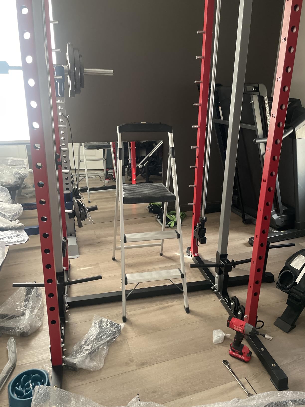 Smith Machine Home Gym, Multi-Function Power Cage with Dual Pulley Cable Crossover System customer photo 2