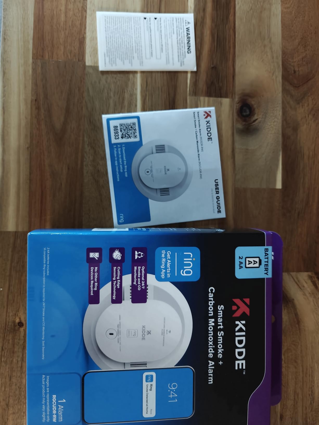 Kidde Smart Smoke and Carbon Monoxide Detector, Ring App Enabled for Real-Time Notifications, Wire-Free Interconnectivity, AA Battery Powered customer photo 2