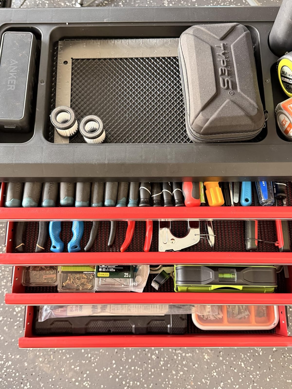 LARBANKE 7-Drawer Rolling Tool Chest with Wheels, Locks, Blue Tool Cabinet | Lock&Keys, 360° Wheels with Brakes, Different Sizes of Drawers, Anti-scratch Drawer Liner, Unique Connect Buckle for Connecting customer photo 2