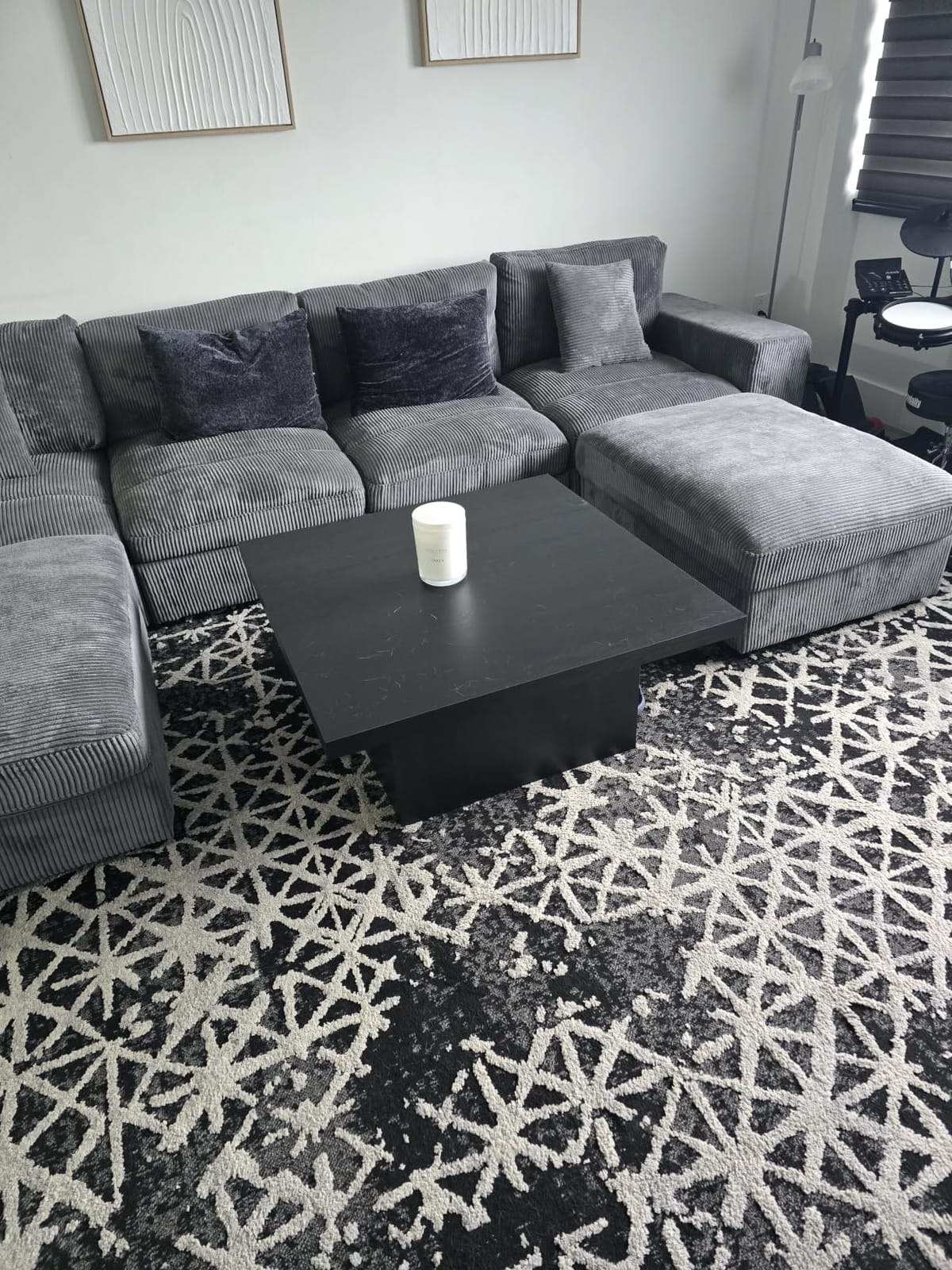 Coaster Home Furnishings - Devar - Wood - Square Coffee Table with Pedestal Base, Geometric Design and Contemporary Style - Living Room - Black - 706408 customer photo 1