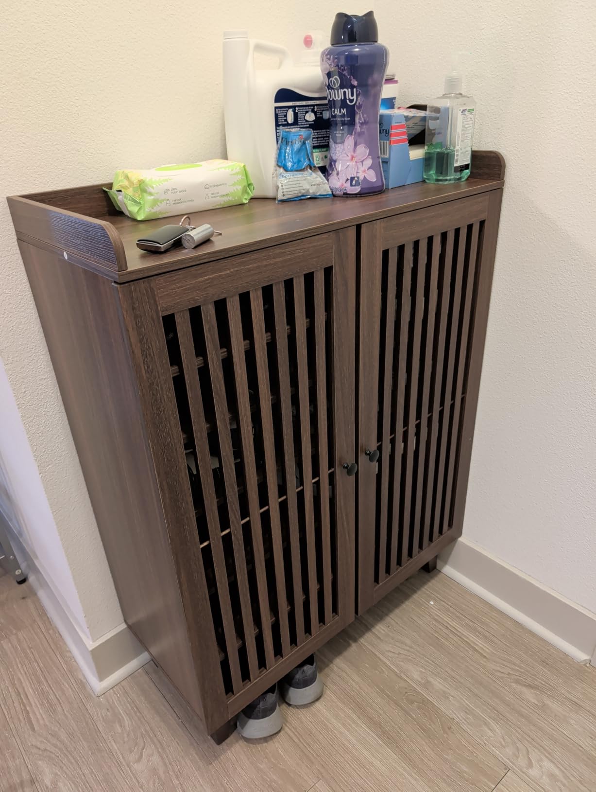 IRONCK Shoe Cabinet with Slatted Doors, 6-Tier Shoe Storage Cabinet with Adjustable Shelves, Wooden Shoe Rack Organizer for Entryway, Hallway, Closet, Living Room, Walnut customer photo 2