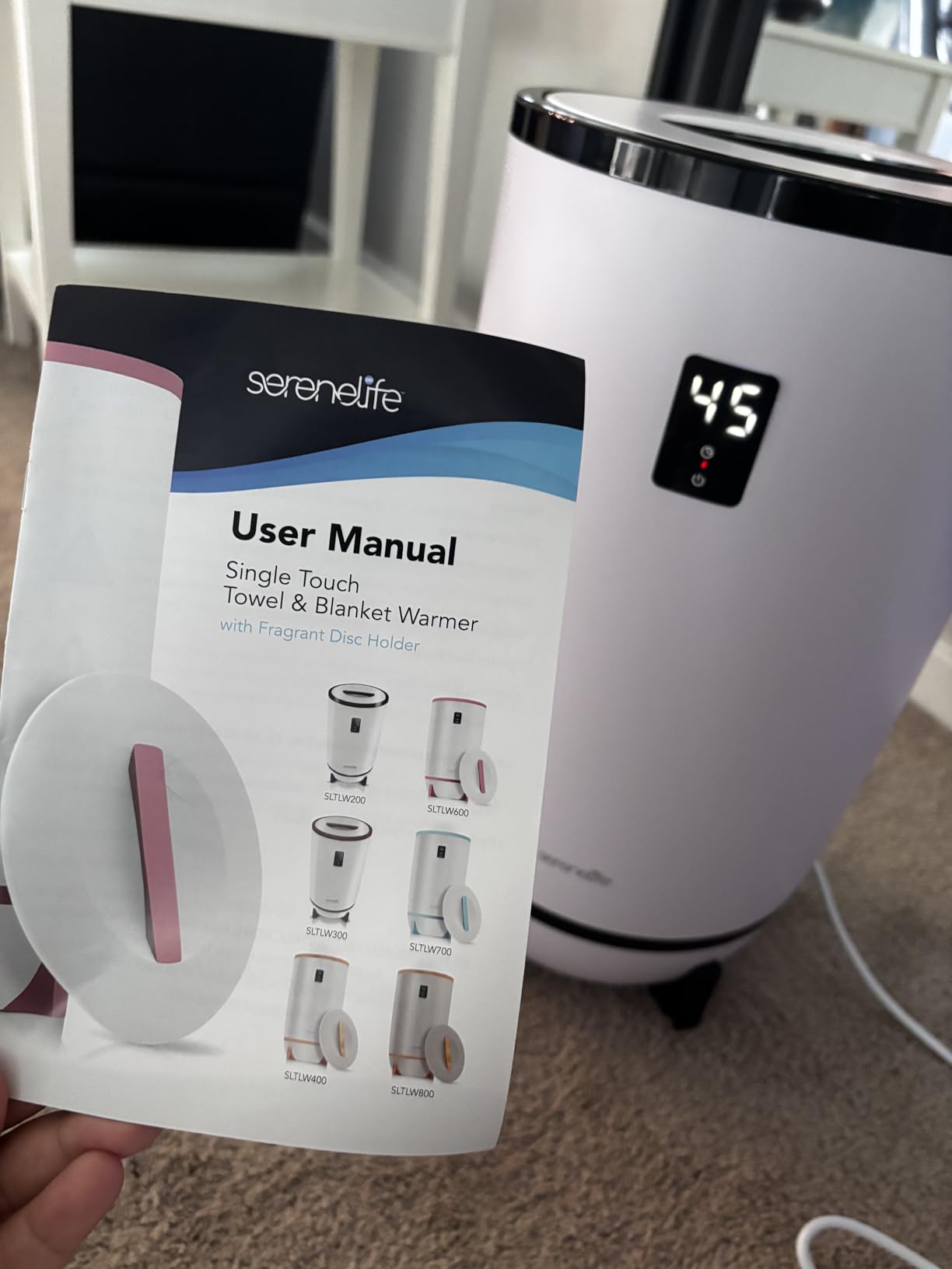 SereneLife Towel Heater for Bathroom & Spa | Portable Large Bucket Style Towel Warmer with Timer | 21L Luxury Electric Heater for Oversized Towels, Robes & Blankets | Auto Shut-Off | Fragrance Discs customer photo 1