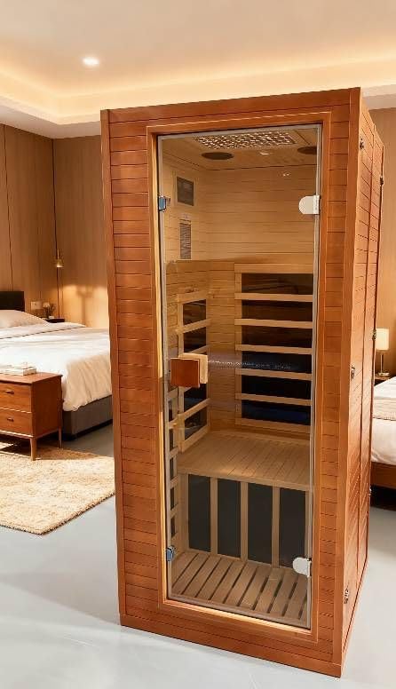 springspa Full Spectrum Infrared Sauna with 660nm & 850nm Red Light Therapy | 1 Person, Bluetooth Speakers, 7 Heating Panels, Fast Heat 1290W/120V, Canadian Hemlock Wood Dry Heat Saunas customer photo 1