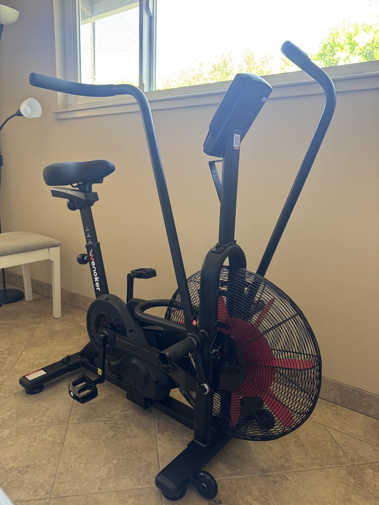 Wenoker Stationary Bike, Air Bike with Smart APP, ISCC PLUS Certified, Dual Action Handlebars Exercise Bike 350LBS Capacity for Home Gym HIIT Full Body Workout customer photo 2