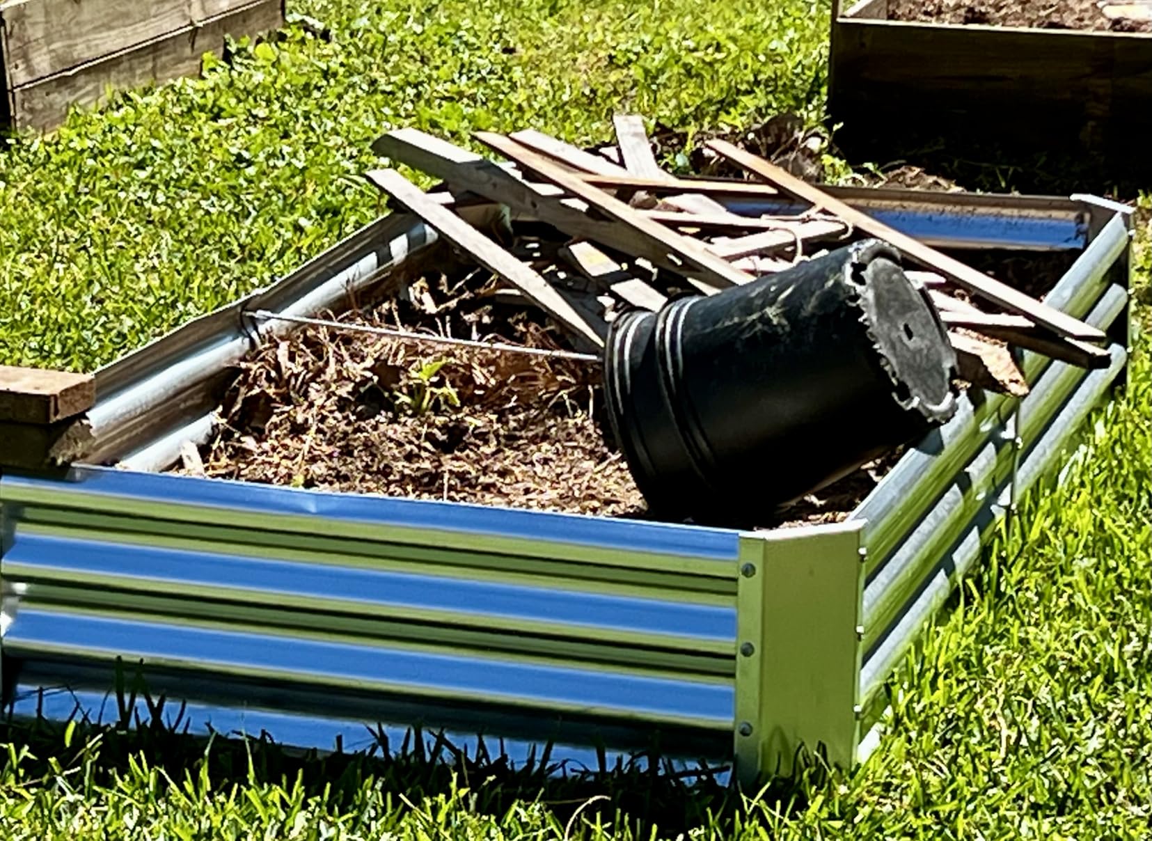 Land Guard 3 Pack 8×4×1ft Galvanized Metal Raised Garden Bed, Metal Planter Kit Box Outdoor for Deep-Rooted Vegetables, Flowers, Herbs customer photo 1