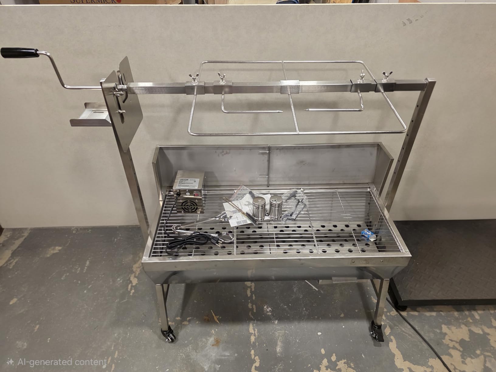 VEVOR Rotisserie Grill, 37in BBQ Outdoor Pig & Lamb Spit Roaster, Charcoal Spit Roaster with 132 LBS Load Capacity & 7-Level Height, Stainless Steel Electric Rotisserie Grill Kit for Camping Outdoor customer photo 1