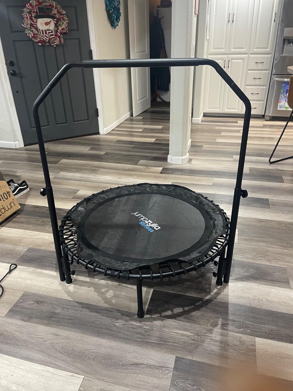 JUMPZYLLA Mini Rebounder Trampoline for Adults, Fitness Trampoline with Bar | 450/550 lbs Exercise Trampoline with Adjustable Handle, 40/48 in for Indoor/Outdoor Workouts customer photo 1