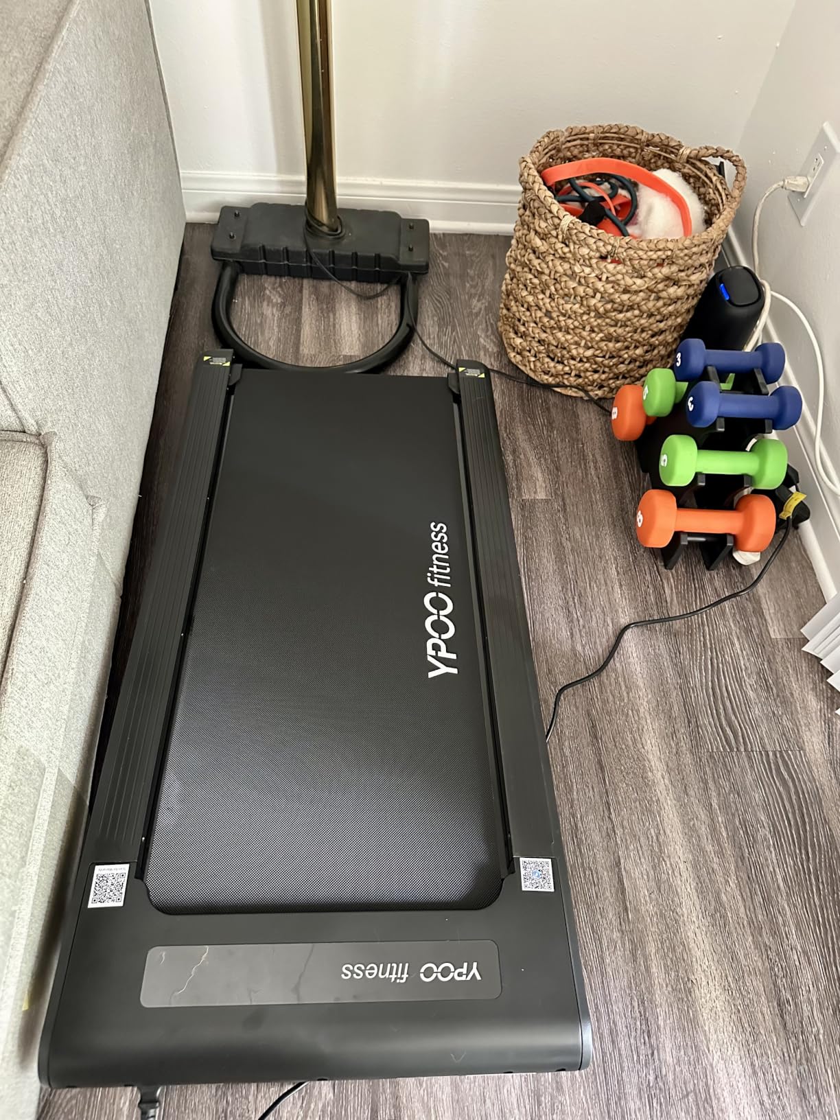 YPOO Walking Pad with 14% Incline Under Desk Treadmill for Home & Office | 3.5 Ultra-Slim, 14% Incline, Maintenance-Free Belt, App & Remote Control, 350 LBS Capacity, 2.5 HP Quiet, Compact & Portable customer photo 2