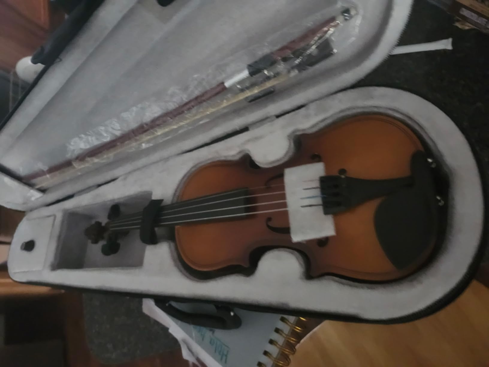 Vetimobato Handmade 4/4 Full Size Violin Set - Matte Finish Body Maple Neck Solid Wood Fittings Complete Kit with Case Bow Shoulder Rest, Strings for Beginners to Intermediate Players customer photo 1