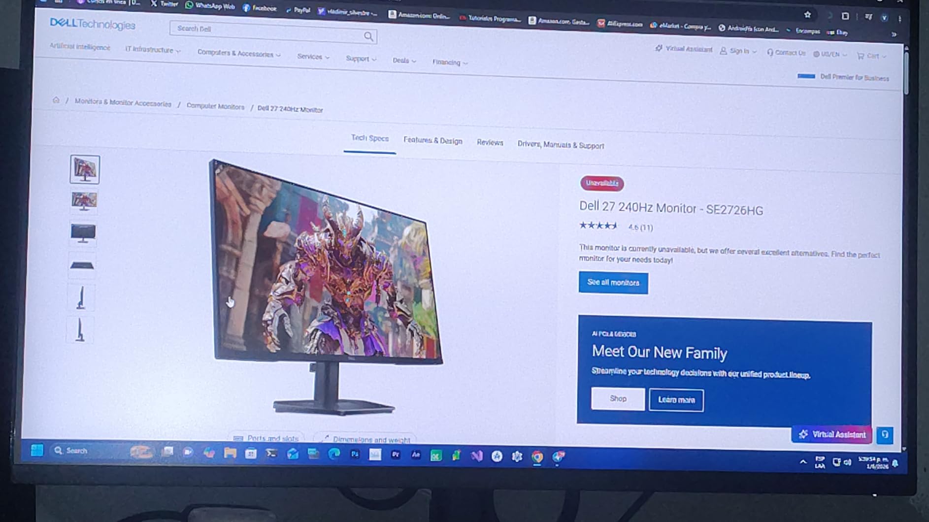 Dell 27 240Hz Gaming Monitor - SE2726HG - 27-inch FHD (1920x1080) 240Hz Display, IPS, AMD FreeSync Premium customer photo 2