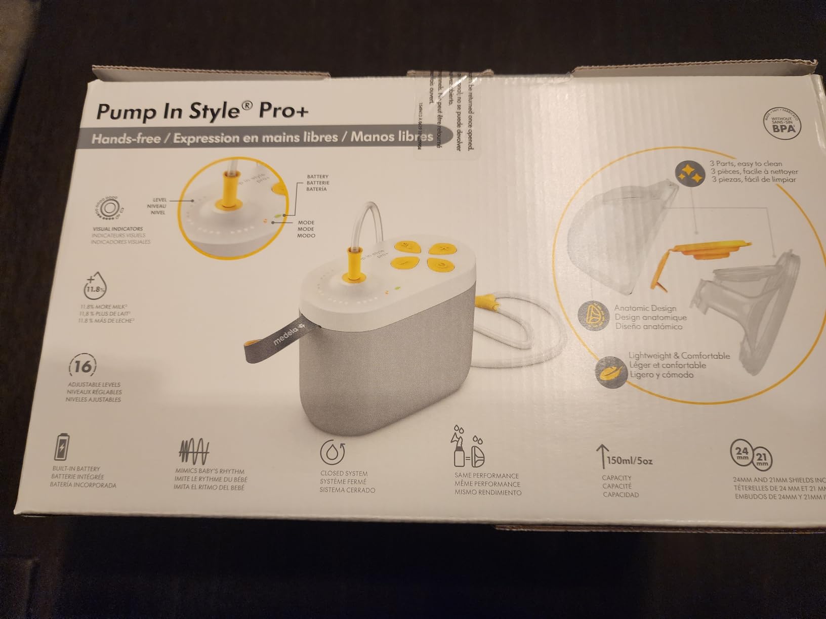 Medela Pump in Style Pro+ Hands-Free Electric Breast Pump, Hospital Grade | Hospital Performance, Wearable In-Bra Collection Cups, Anatomic Comfort, BPA-Free, Rechargeable, Discreet customer photo 1