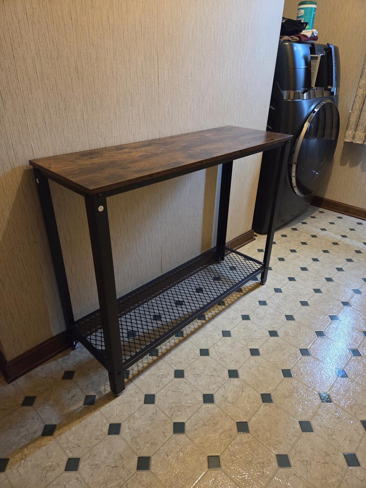 VASAGLE Entryway Table, Thick Tabletop Console Table, Farmhouse | Long Console Table, for Hallway, Behind the Couch, Chestnut Brown, ULNT147KX01S customer photo 1
