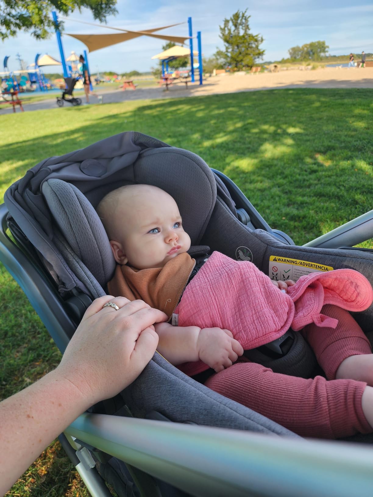 UPPAbaby Mesa V3 Infant Car Seat - Easy Installation + SmartSecure Technology - Attaches to Stroller | Base + Infant Insert Included - Ada (Sandstone) customer photo 2