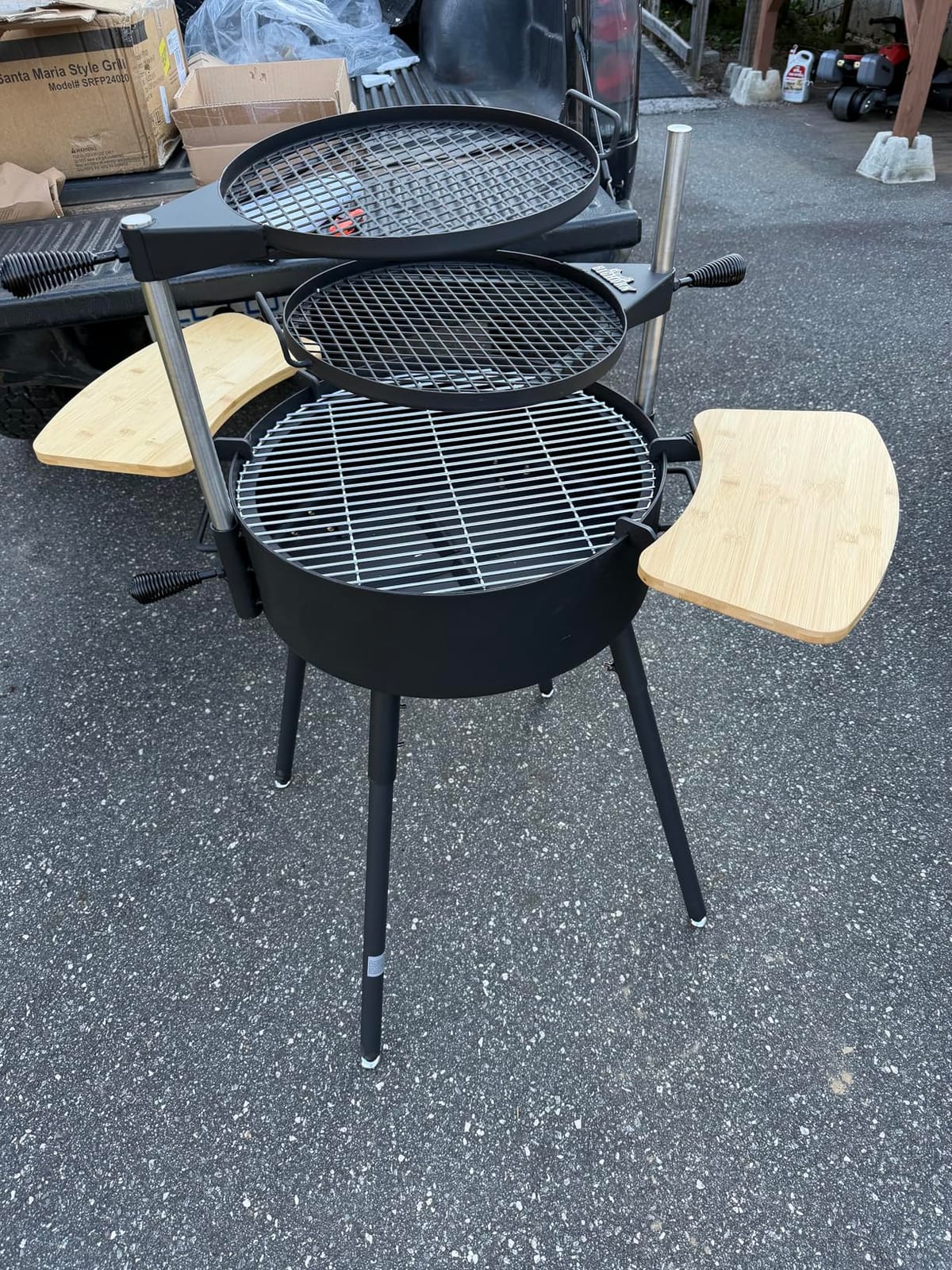 BIG HORN Santa Maria Grill, Portable Argentinian Parrilla with Adjustable Height & 360 Rotating Grates, Charcoal Open Fire BBQ Grill with Rotisserie for Camping, Patio & Backyard customer photo 2