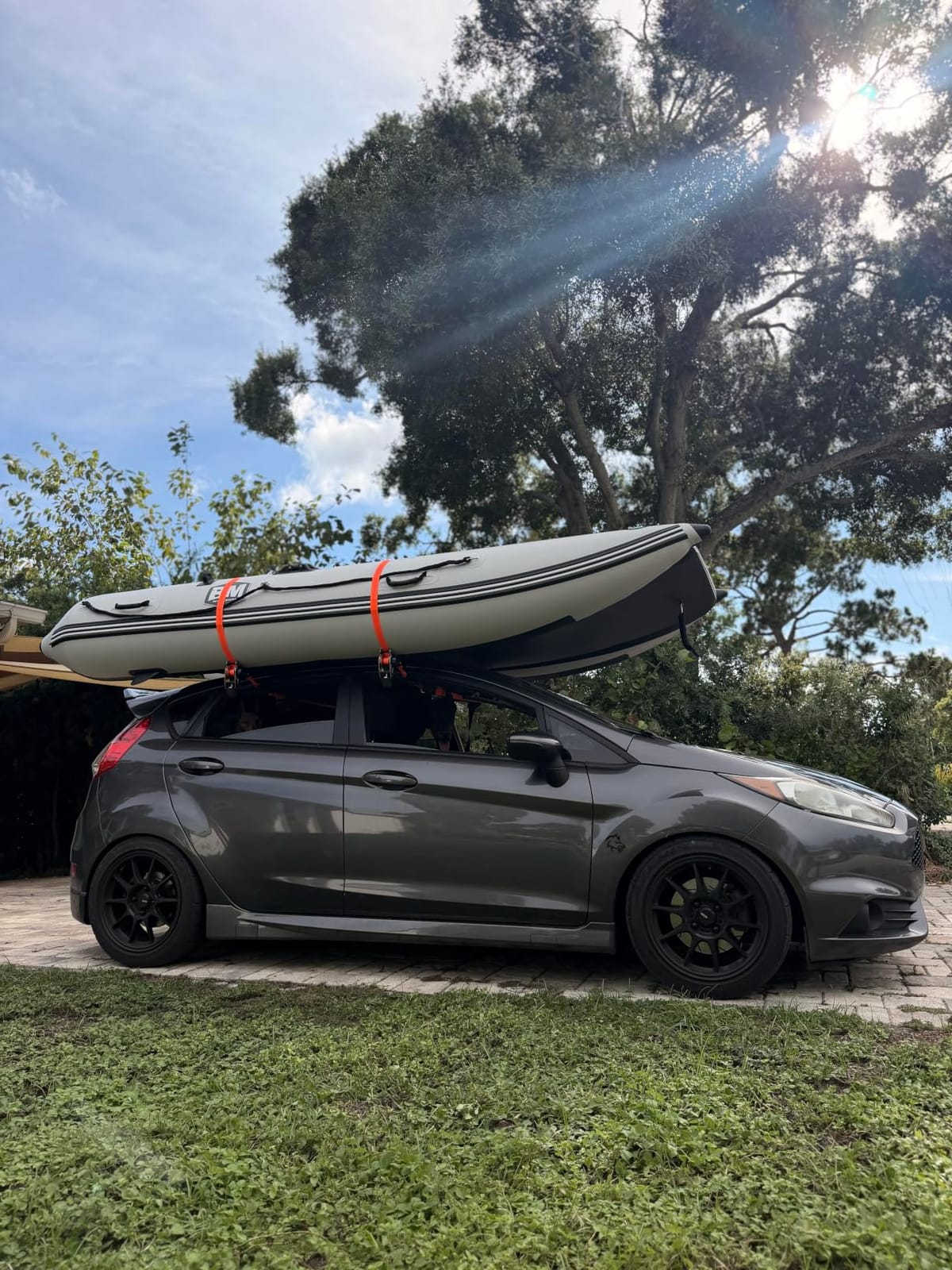 11FT Inflatable Catamaran Boat, 5 Person Fishing Boat with Air Floor | Heavy-Duty Inflatable Dinghy for Adults, Supports 15HP Motor, Includes Aluminum Oars, Seats & HIN Included for Registration customer photo 1