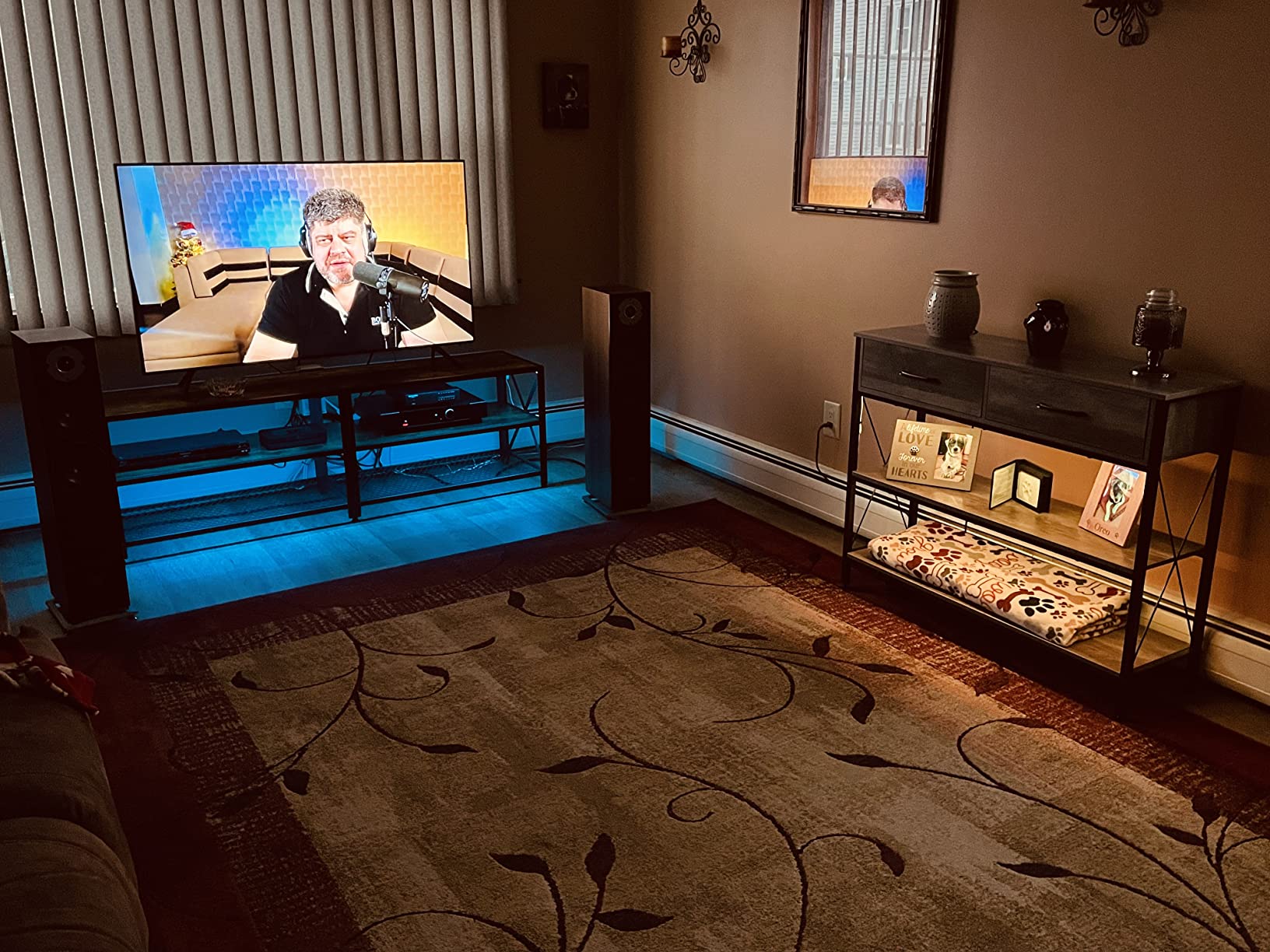 VASAGLE TV Stand for 65-Inch TVs, Mid Century Entertainment Center with Storage, Fluted Sliding Doors, Media Console Table for Living Room, Bedroom, Chestnut Walnut ULTV633K101 customer photo 1