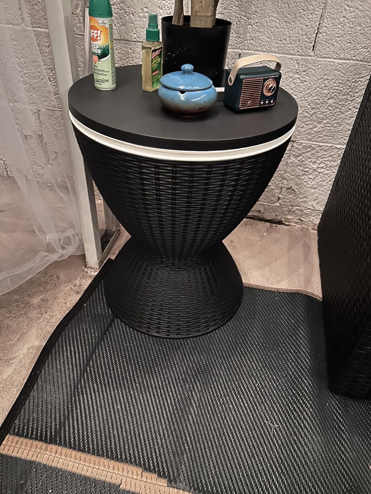 Outdoor Storage Cabinet,Patio Storage Table, Bar Table with Wheels,Outdoor Bar Cart for Patio, Poolside and Backyard,Classic Black customer photo 1