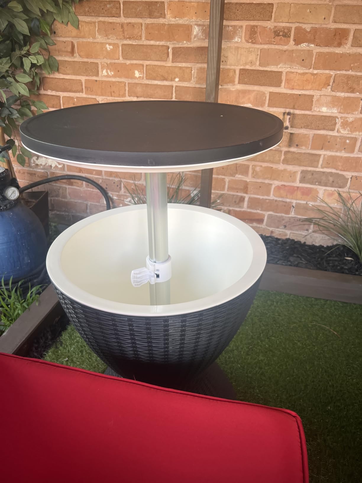 Outdoor Storage Cabinet,Patio Storage Table, Bar Table with Wheels,Outdoor Bar Cart for Patio, Poolside and Backyard,Classic Black customer photo 2
