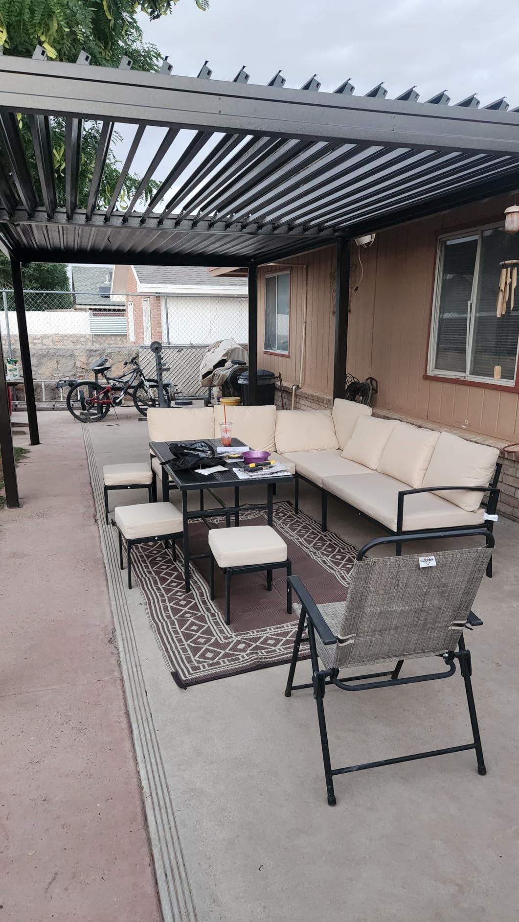Domi Louvered Pergola 10x16, Outdoor Metal Pergola, Espresso Brown | Adjustable Roof and Built-in Drainage System, for Patio, Backyard, Deck customer photo 2