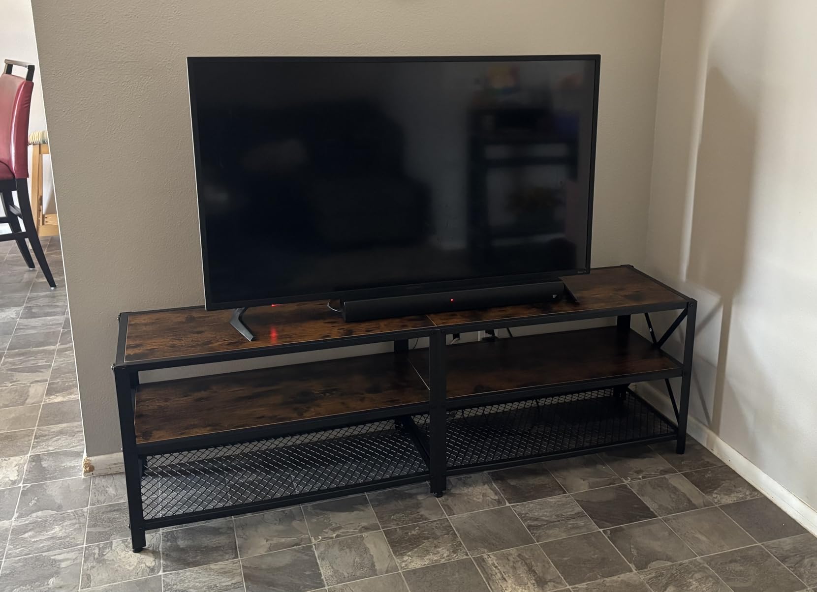 VASAGLE TV Stand for 65-Inch TVs, Mid Century Entertainment Center with Storage, Fluted Sliding Doors, Media Console Table for Living Room, Bedroom, Sand Brown ULTV633K201 customer photo 1