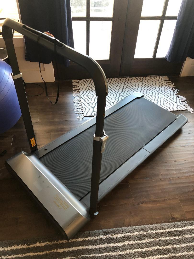 Folding Treadmill, 2 in 1 Walking Pad with Handle Bar | Quiet Brushless Motor, Adjustable Handrails, Compact Storage for Under Desk Walking, Light Cardio, Home Office Use customer photo 1