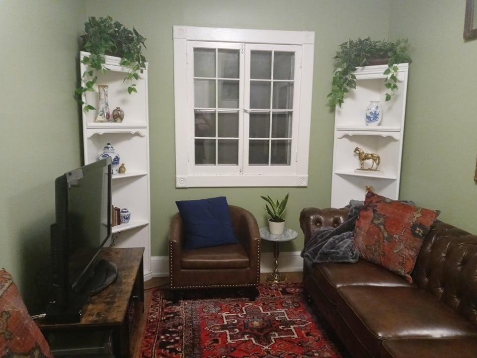 VASAGLE Tall Farmhouse TV Stand, Entertainment Center with Barn Doors, Storage Media Console Cabinet for Living Room, Bedroom, 58.3 x 15.7 x 31.9 Inch, Honey Brown, LIRY Collection ULTV031K101S customer photo 2