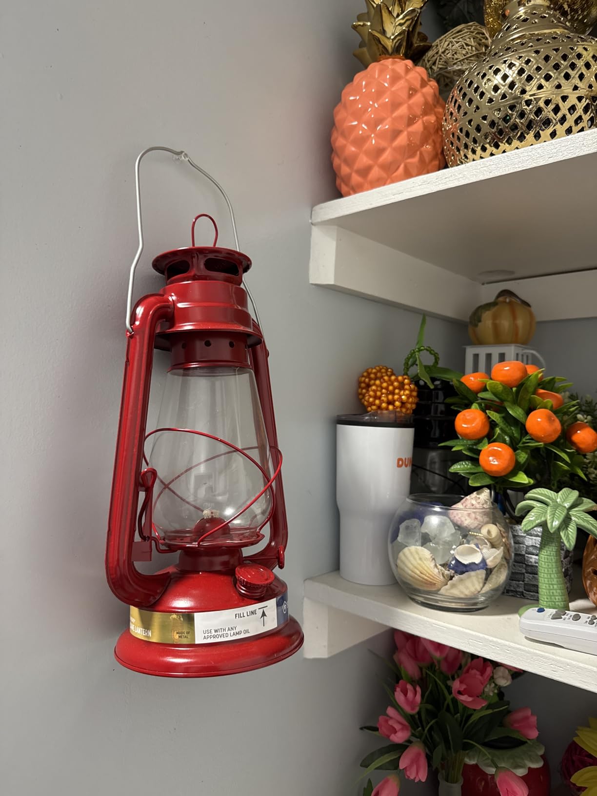 Stansport Hurricane Lantern – Classic Metal Kerosene Oil Lamp with Glass Globe and Adjustable Wick – Portable Emergency Lighting & Decorative Indoor/Outdoor Camping Lantern, Red customer photo 1