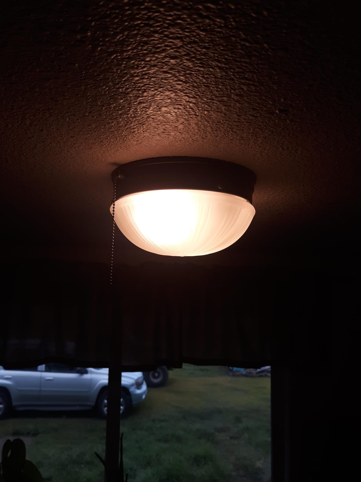 6720200 Two-Light Flush-Mount Indoor Ceiling Fixture with Pull Chain, Sienna Finish with Frosted Fluted Glass customer photo 2