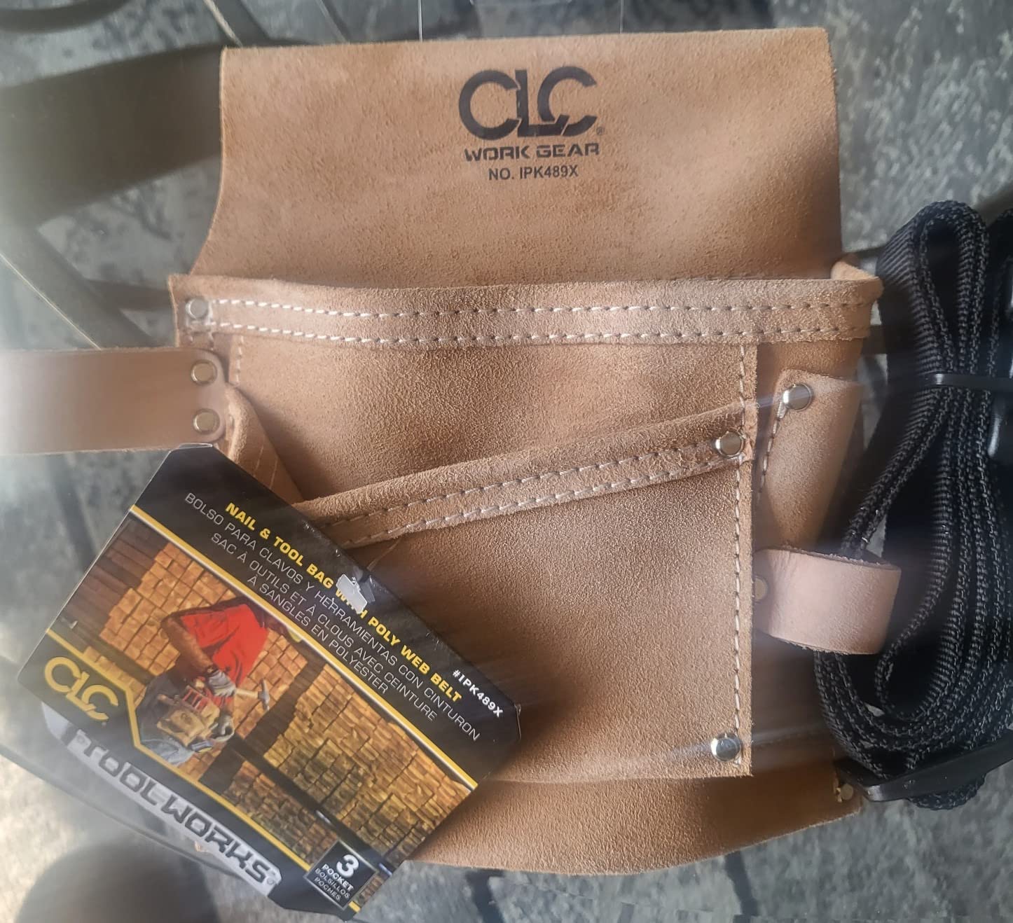 Custom LeathercraftIP489X Suede Tool Bag & Poly Web Belt, 3 Pocket , Tan customer photo 1