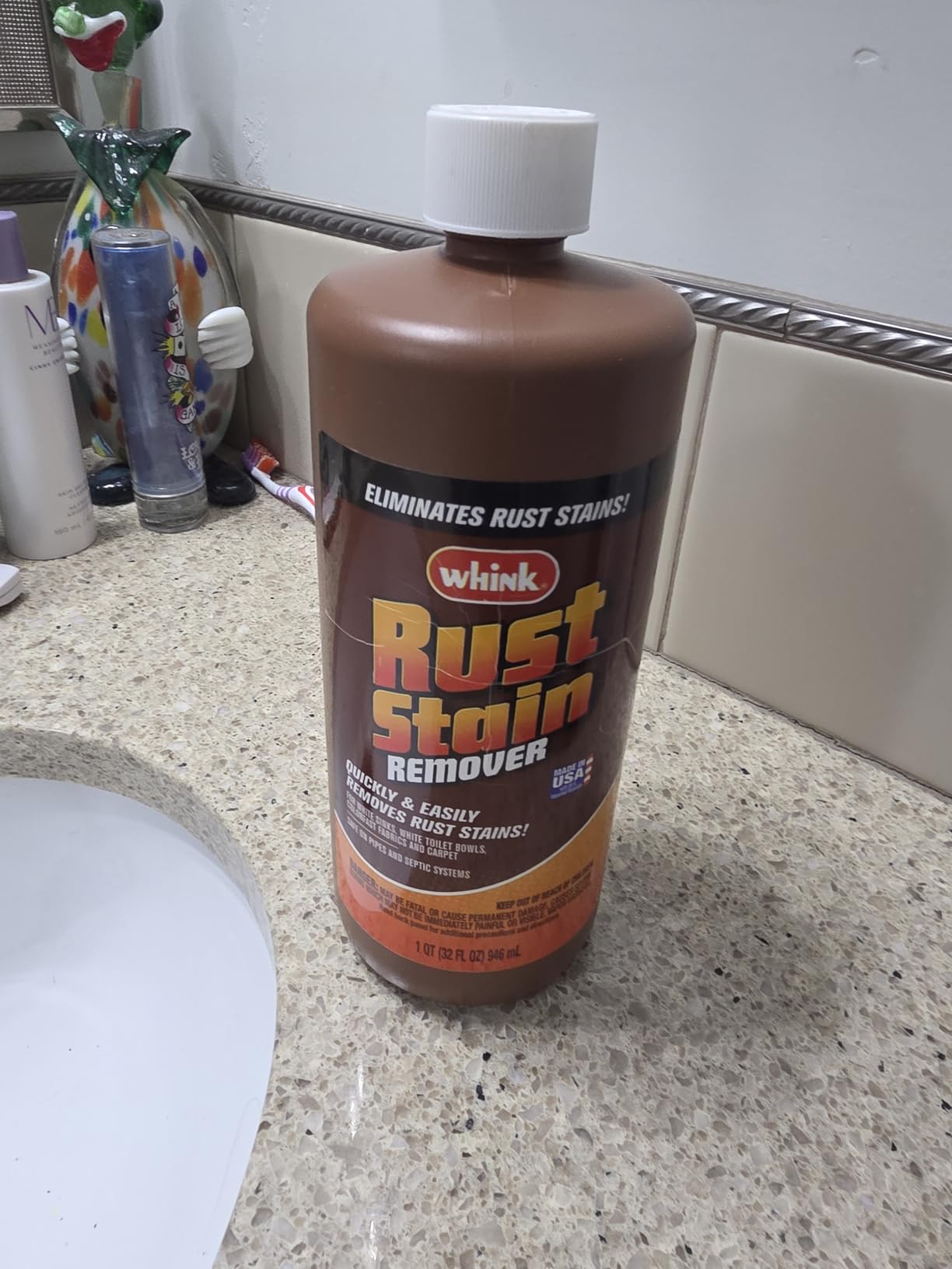 Rust-Oleum Whink Rust Stain Remover | Heavy-Duty Iron Stain Remover for White Toilets & Sinks, Colorfast Fabric & Carpets | 32 oz, unscented, liquid customer photo 1