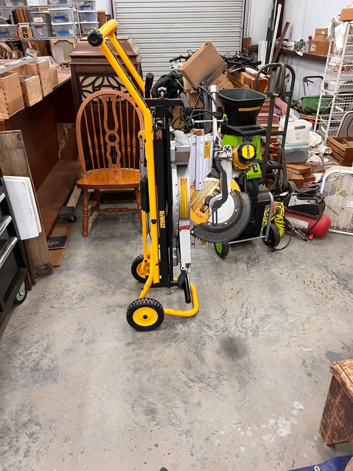 DEWALT Miter Saw Stand With Wheels, 32-1/2 in. x 60 in Foldable Rollling Stand, Adjustable Height, Durable Steel, 8 ft. Material Support, Universal Mounting Rails (DWX726) customer photo 2
