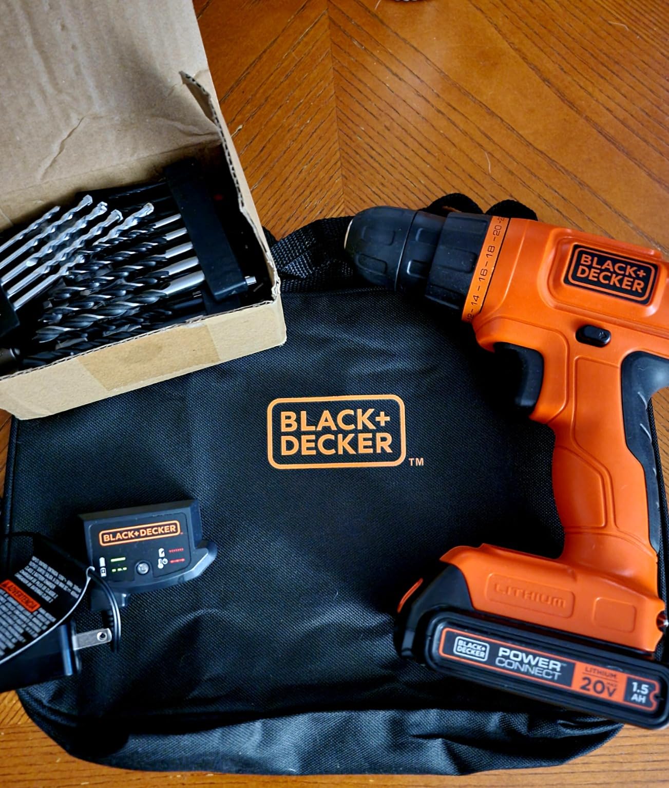 BLACK+DECKER 20V MAX* POWERCONNECT Cordless Drill Driver Kit with Drill Bit Set and Sockets, 100 pc. Tool Kit for Home, Battery and Charger Included, Orange (BDC120VA100) customer photo 2