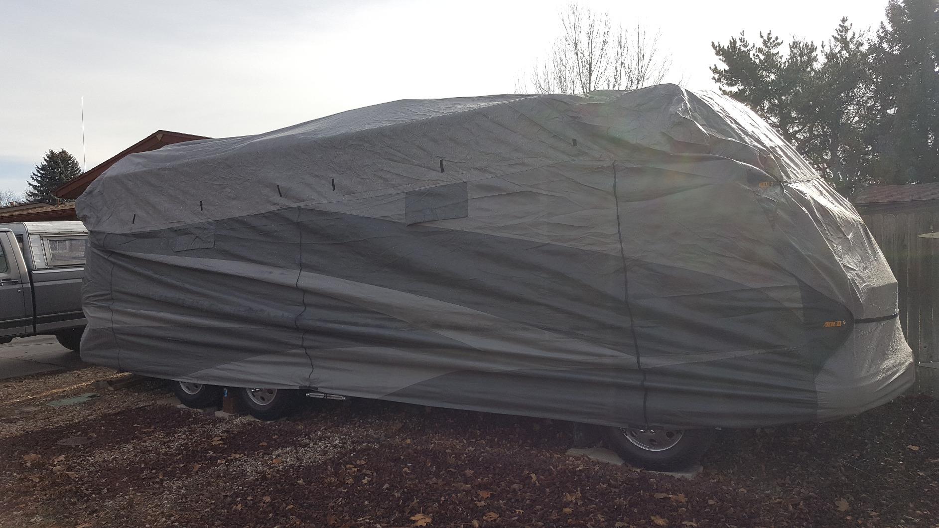 ADCO 52246 Designer Series SFS Aqua Shed Travel Trailer RV Cover - 31'7 Inch - 34', Gray customer photo 2