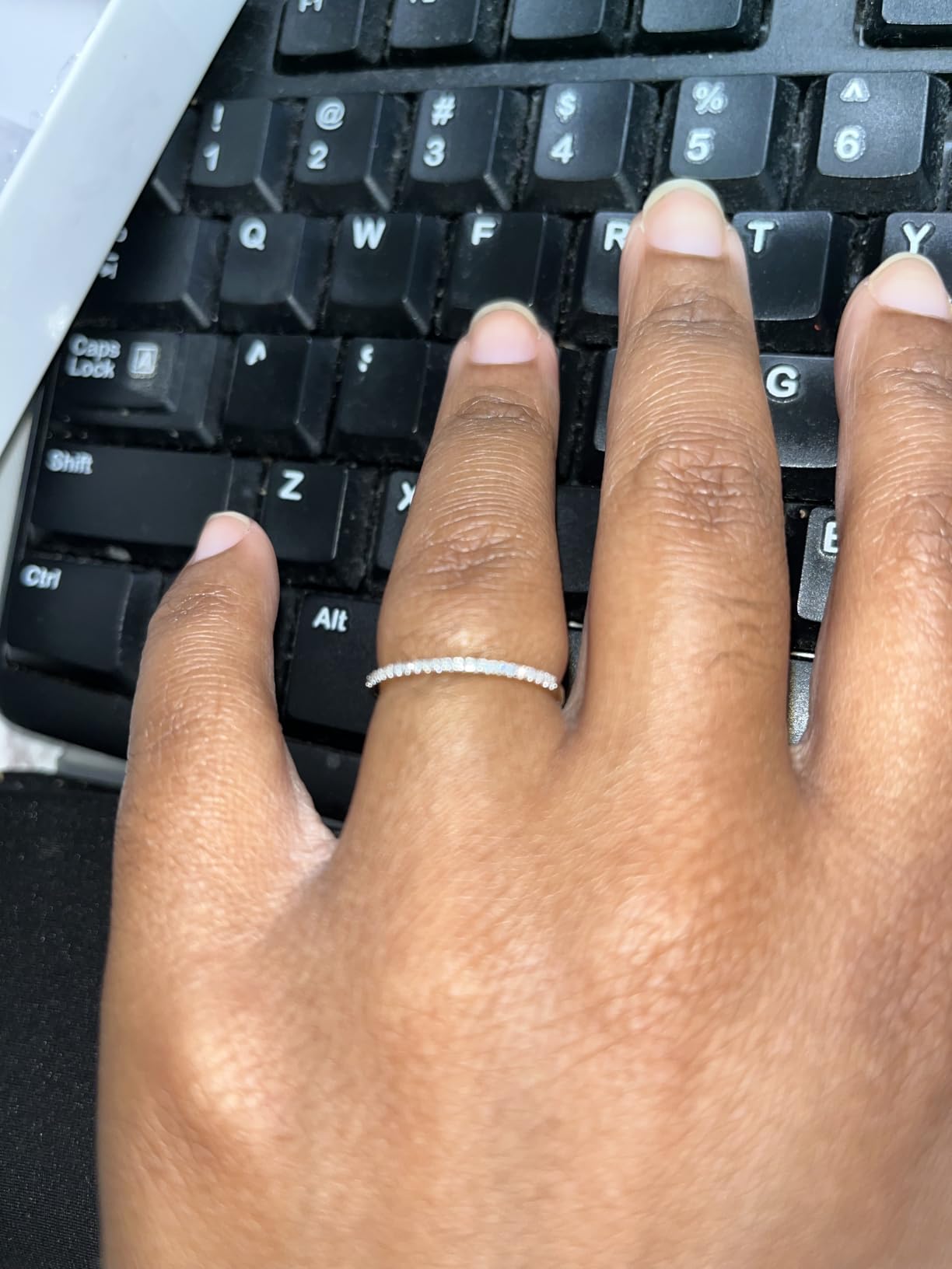 Dazzlingrock Collection 0.08 Cttw Womens Diamond Wedding Band - Real Round Natural White Diamond Minimalist Thin Stackable Ring for Her in 10K Solid Gold customer photo 2