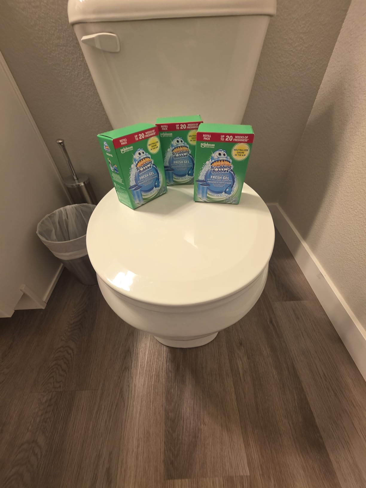 Scrubbing Bubbles Toilet Bowl Cleaning Stamps, Keeps Toilet Clean and Helps Prevent Limescale and Rings, Rainshower Scent, 1 Dispenser with 24 Stamps customer photo 2