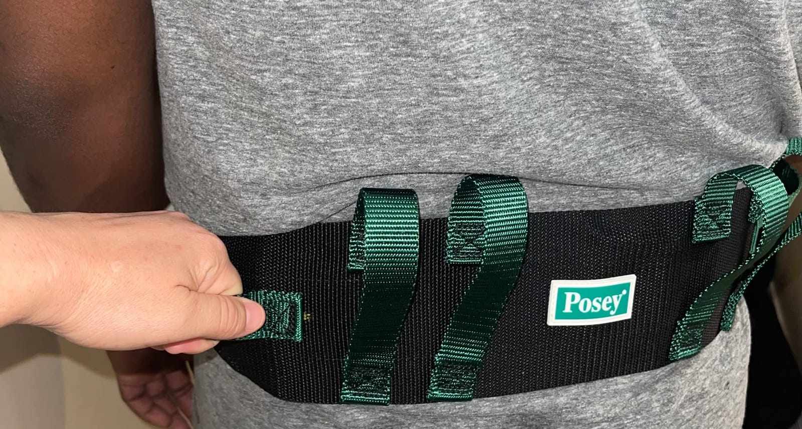 Posey 6537Q Transfer Belt, Black with Green Economy Model - Extra-Wide Soft Nylon - Washable Walking Belt & Gait Transfer Belt - Medical Supplies for Nurses, Therapists & Home Care Caregivers (6537Q) customer photo 1