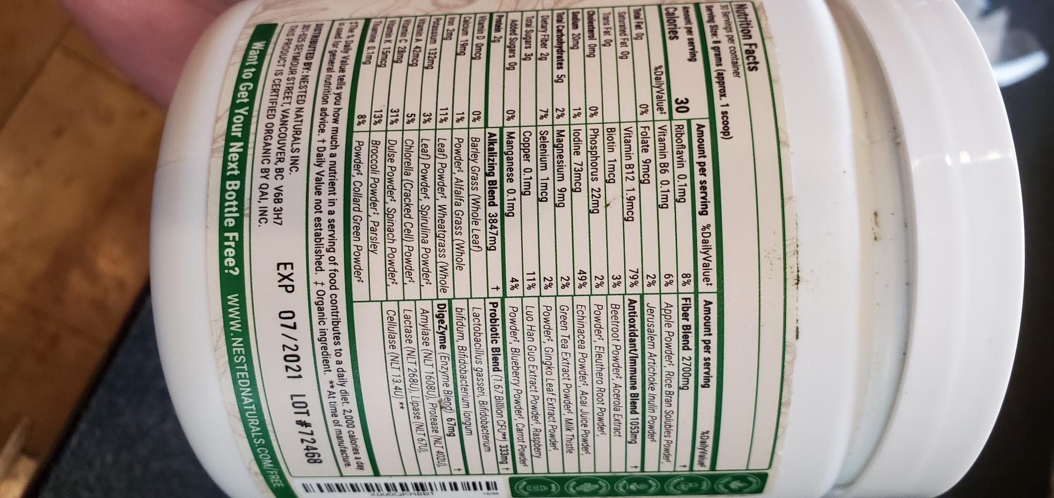 Nested Naturals Super Greens Daily Superfood Powder - Certified USDA Organic Green Powder w/20+ Whole Foods, Spirulina Powder,Wheat & Barley Grass - Probiotics, Fiber & Enzymes - Original Flavour, 30 customer photo 2