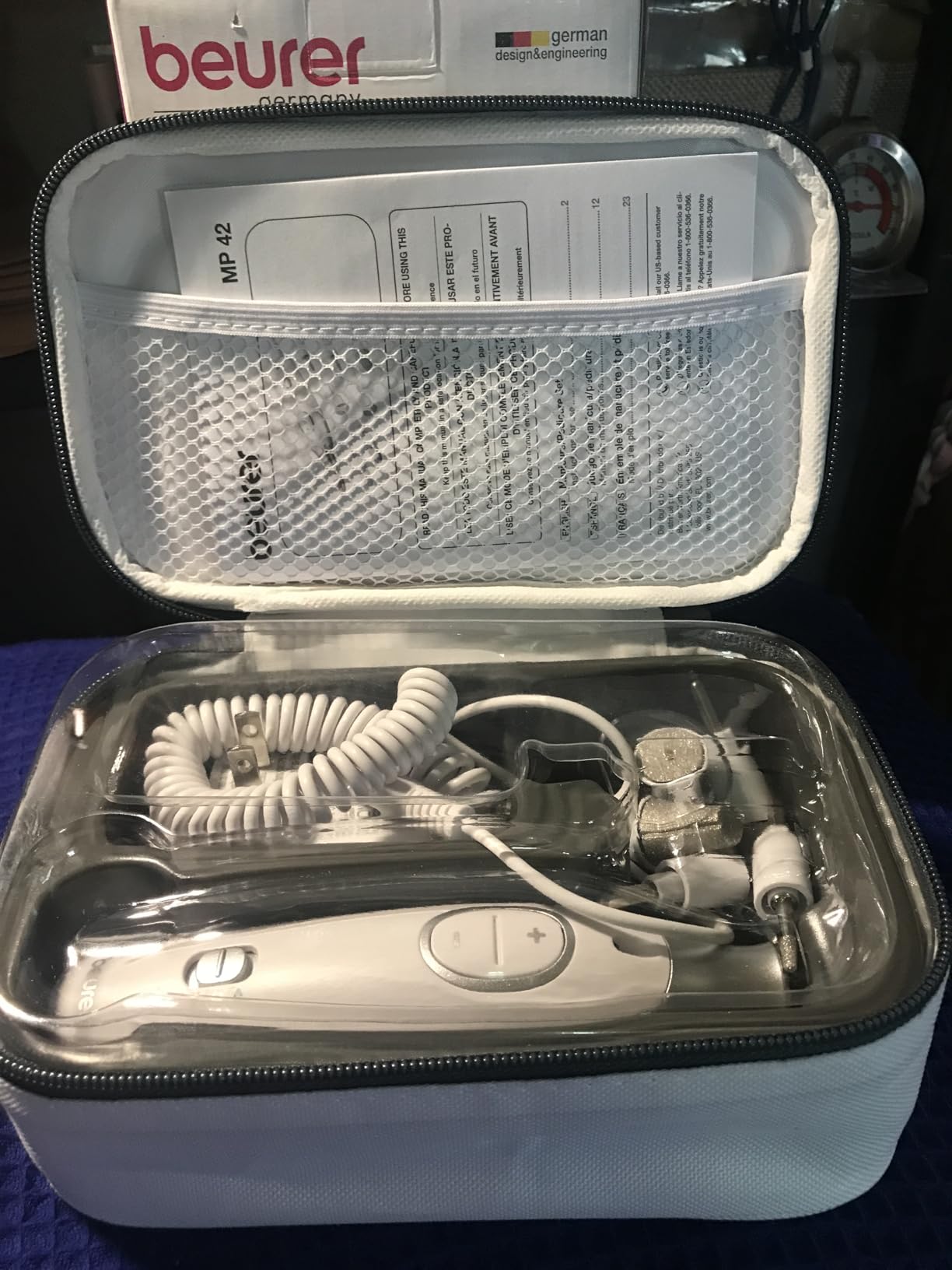 Beurer MP62 Professional Nail Drill Kit, Portable Electric File Machine with 10 Attachments & 10 Sanding Bands, Efile Dremel for Acrylic Gel Manicure and Pedicure, LED Light, with Storage Case customer photo 1