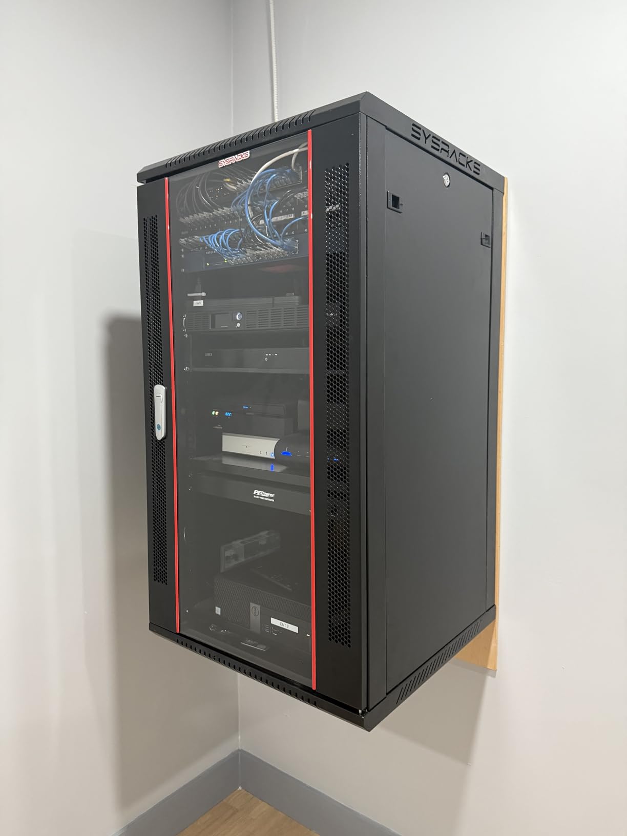 15U Wall Mount Server Rack Cabinet 24” Deep, 19” Network & AV Enclosure for Home Lab with Fan, PDU, 2 Shelves, Locking Glass Door customer photo 2
