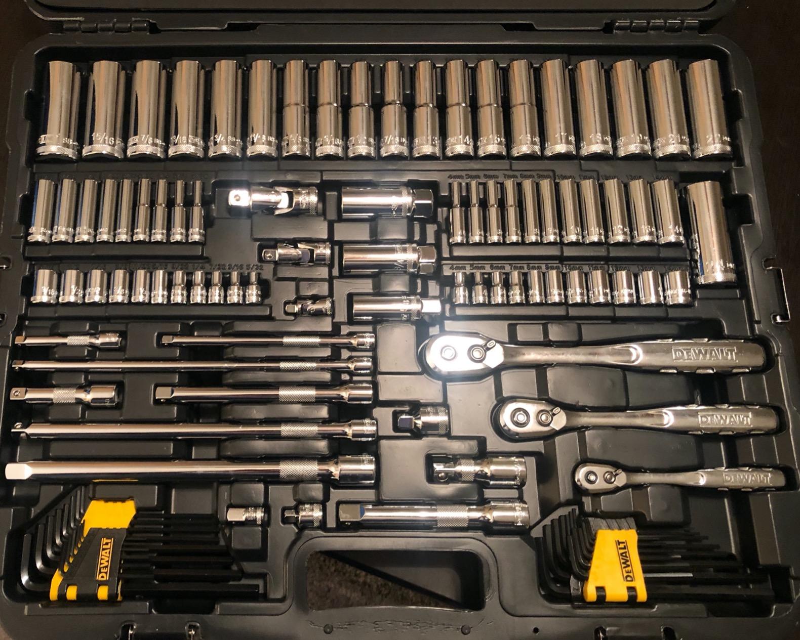 DEWALT 192 Pcs. Mechanics Tool Set, 1/2, 1/4, 3/8 Socket Set, SAE and Metric Socket Wrench Set, Hard Shell Tool Box (DWMT75049) customer photo 2