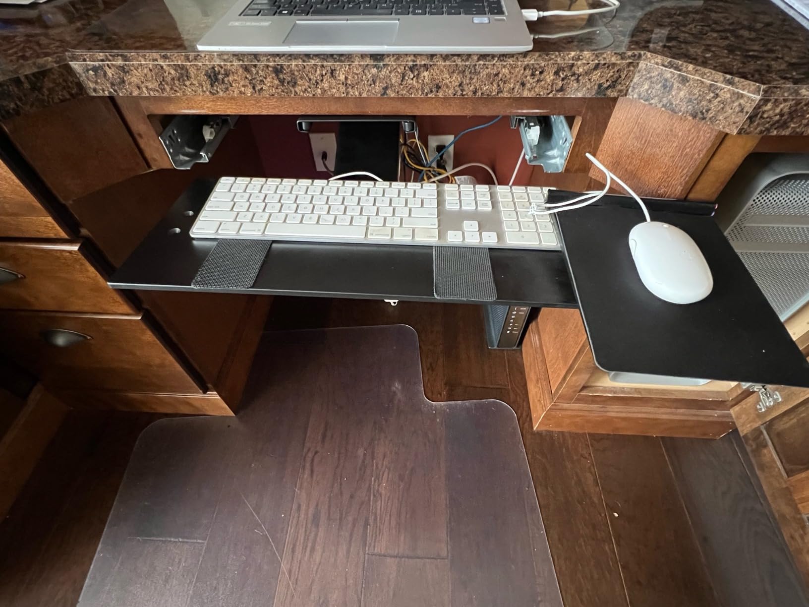 Uncaged Ergonomics Under Desk Keyboard Tray Slide Out & Keyboard Holder | Sit to stand keyboard drawer with 360 swivel, negative or neutral tilt and an adjustable mouse pad. Steel frame, drops 10 in. customer photo 1
