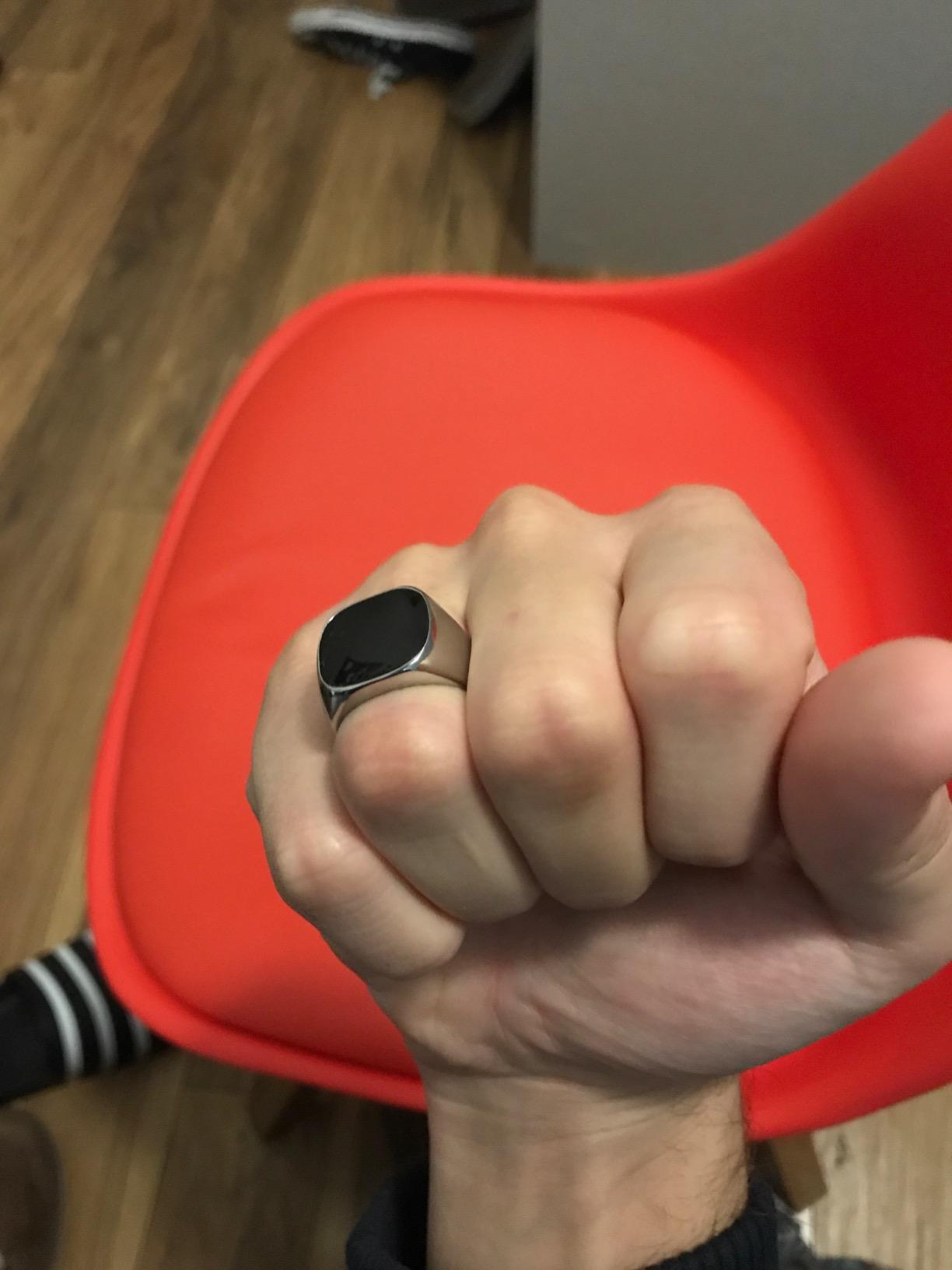 Stainless Steel Classical Simple Plain Black Enamel Signet Pinky Ring customer photo 1