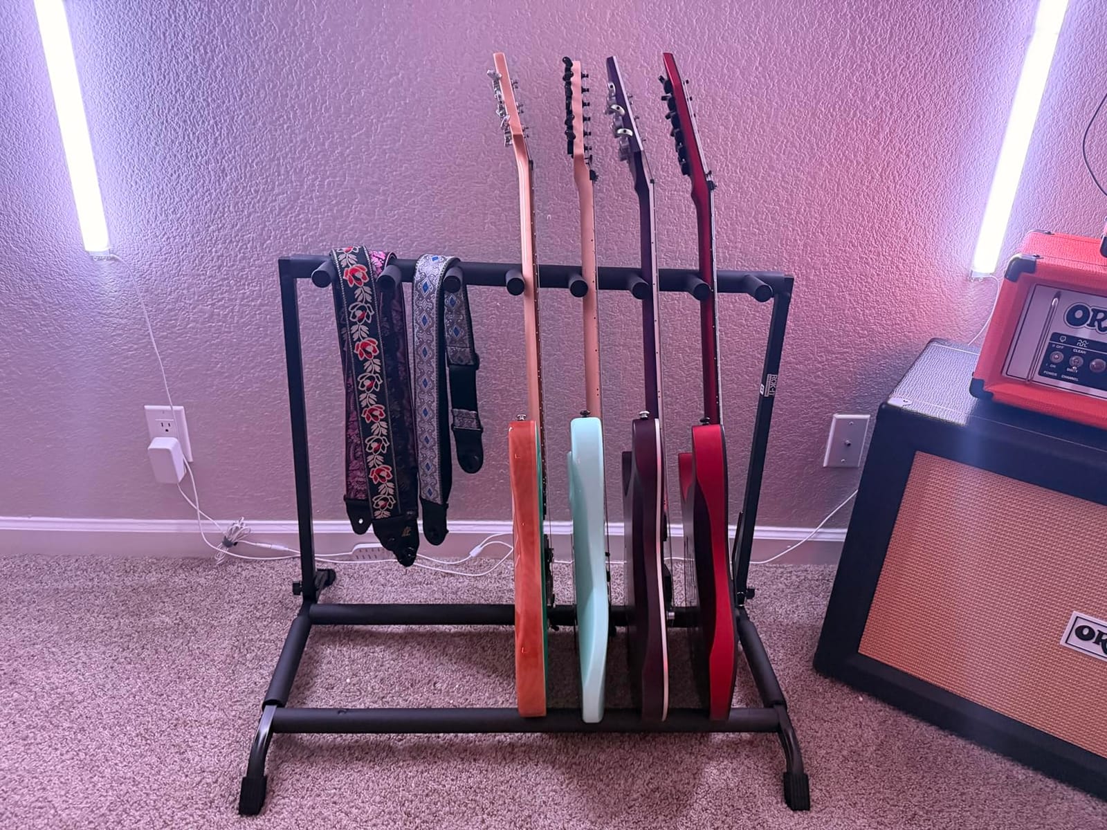 Gator Rok-It Collapsible Folding Guitar Rack Stand for 3 Guitars, Fits Acoustic, Electric, or Bass Guitars, Portable, Durable, Space-Saving Storage (RI-GTR-RACK3) customer photo 2