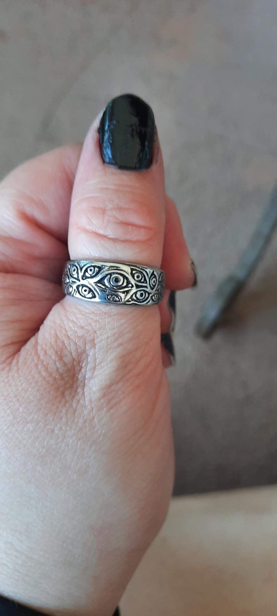 Men's Vintage Engraved Eye of God Ring Black Gold Silver Tone customer photo 1